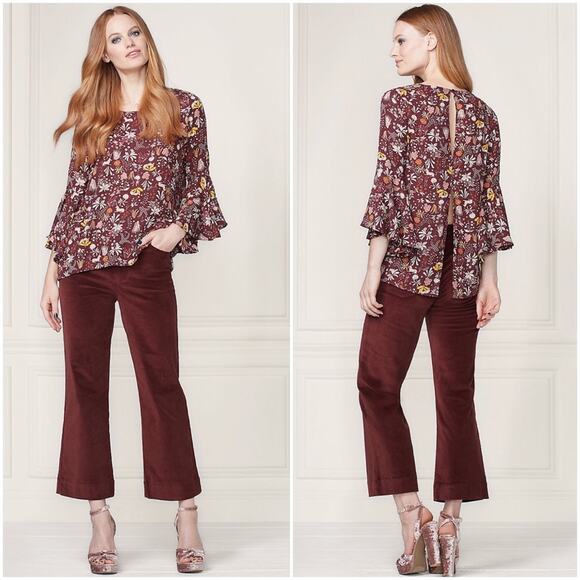 LC Lauren Conrad Runway Collection Floral Print Flutter Top - Picture 10 of 10